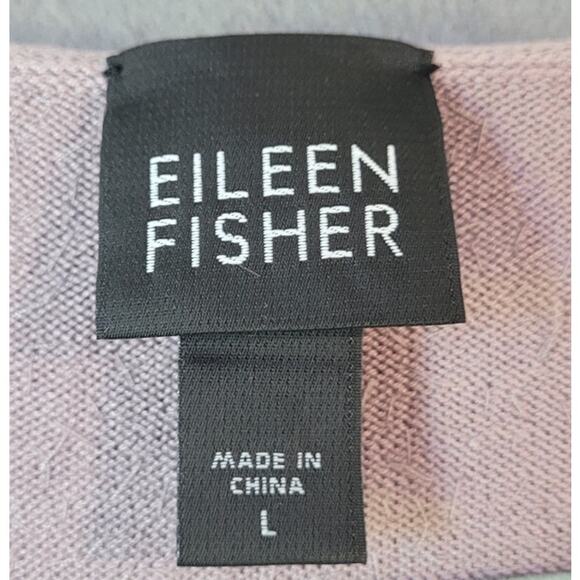 Eileen Fisher Mauve Purple Sequin Silk Cotton Holiday Sweater Women’s Large - Picture 4 of 6